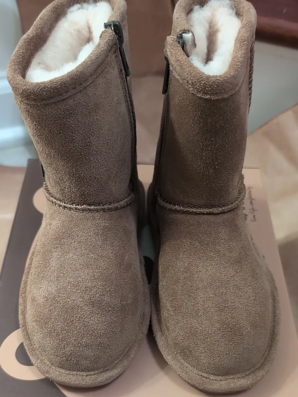 Bearpaw Cozy Suede Shearling Lined Ankle Boots - Chestnut